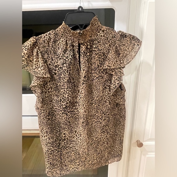 1 State Leopard Keyhole Mock Neck Blouse - Picture 9 of 10